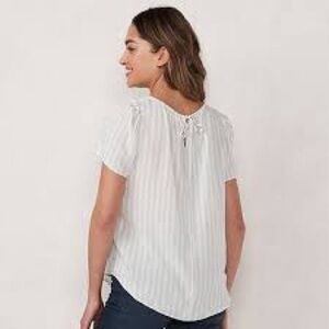 LC Lauren Conrad White Stripes Relaxed Blouse